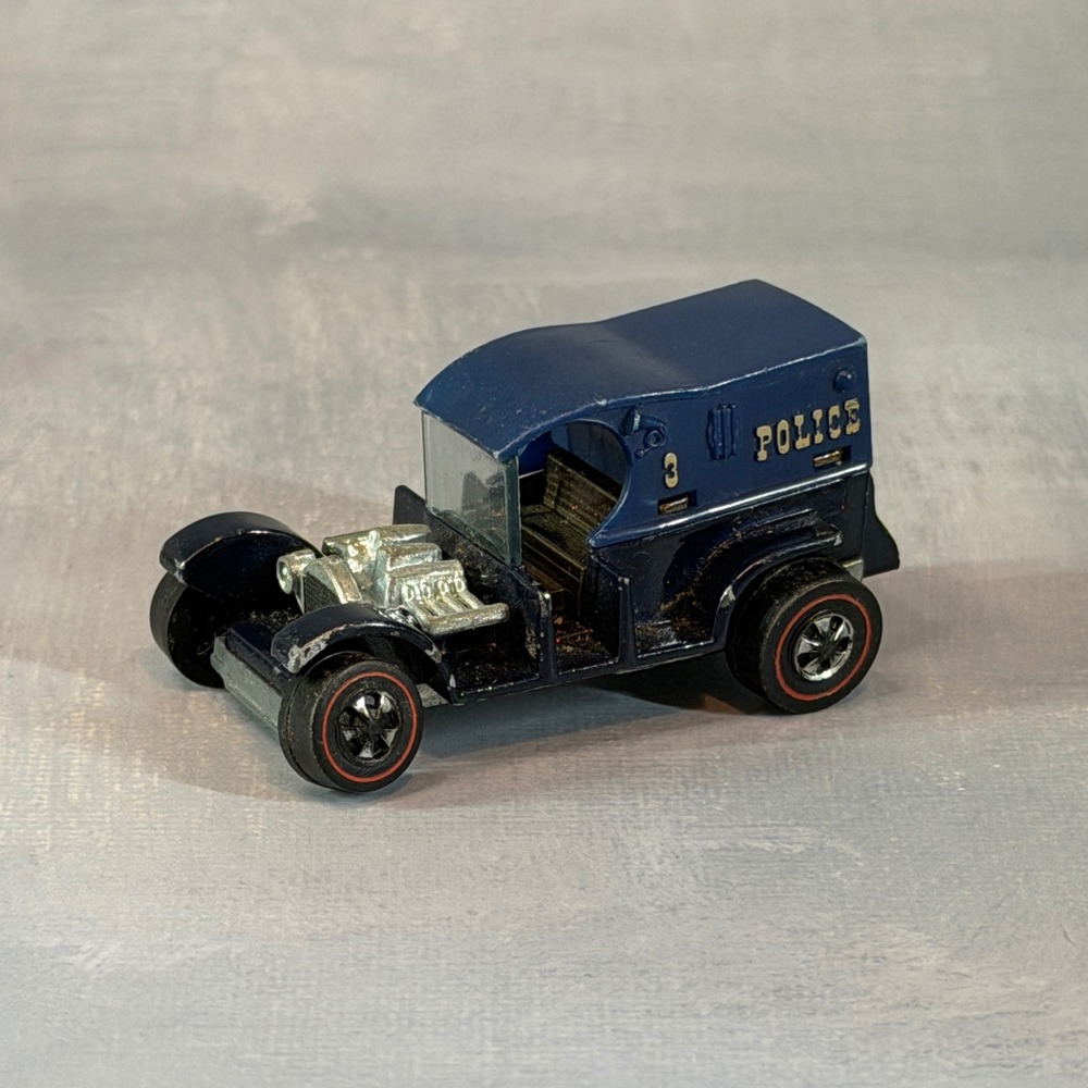 Hot Wheels 1969 Paddy Wagon Redline Dark Blue Police Diecast USA Mattel